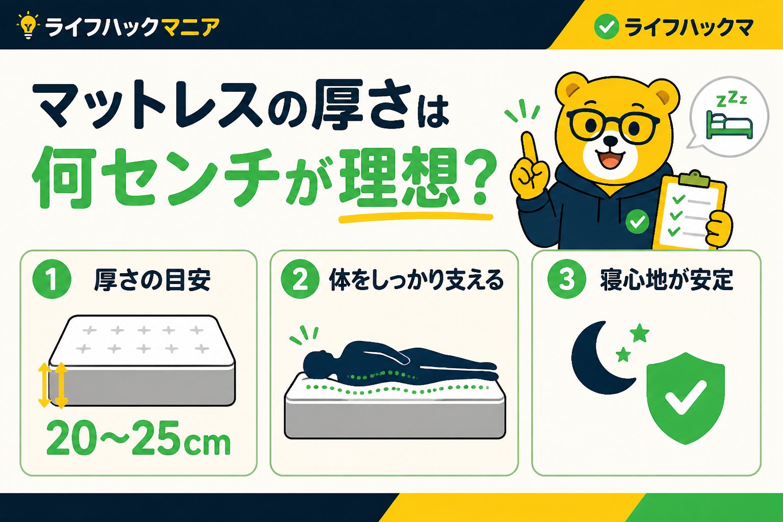 マットレス・睡眠 マットレスの厚さは何センチが理想？快適睡眠の基準とは