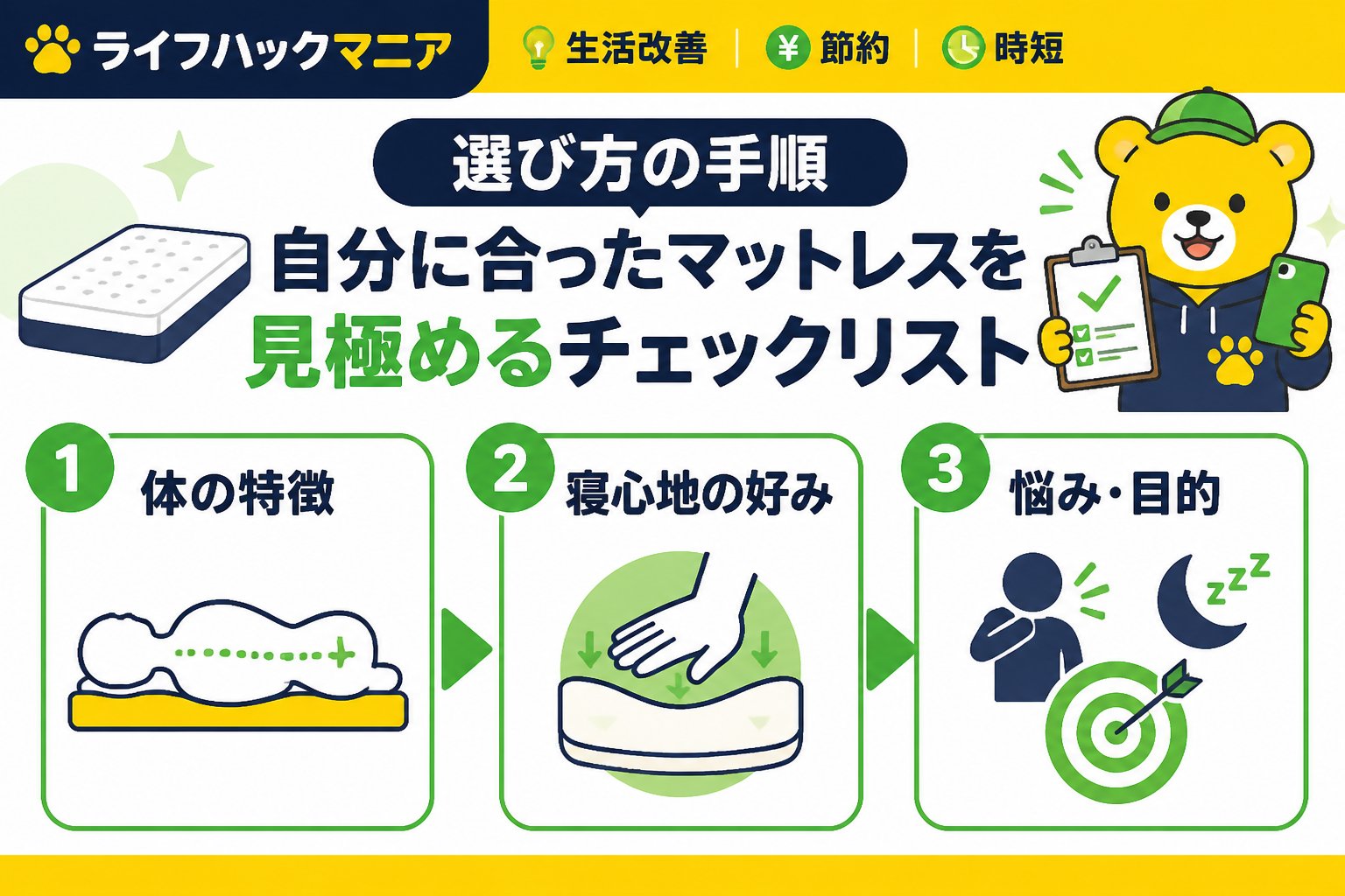 マットレス・睡眠 選び方の手順｜自分に合ったマットレスを見極めるチェックリスト