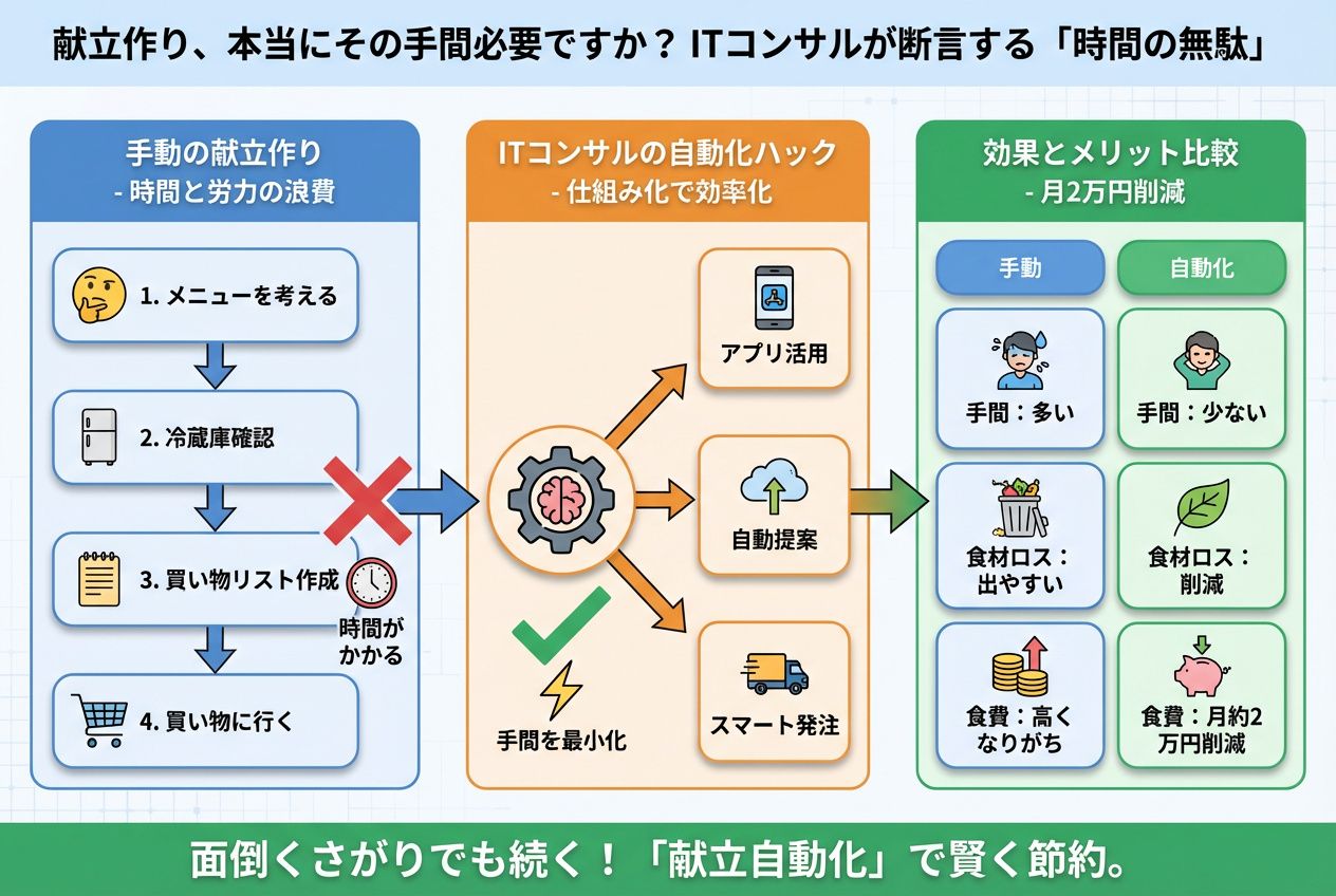 食費節約・自炊 献立作り、本当にその手間必要ですか？ITコンサルが断言する「時間の無駄」