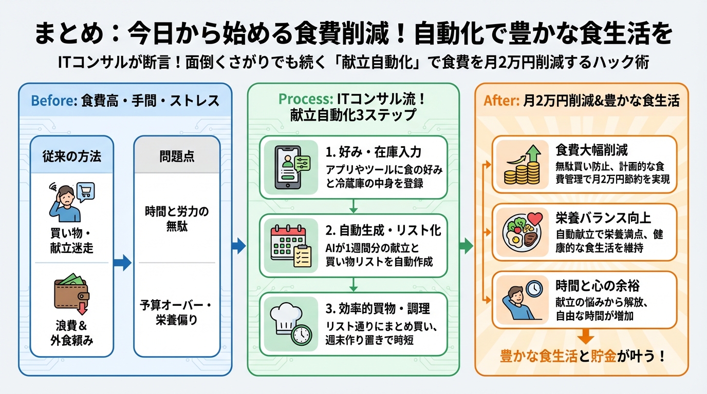 食費節約・自炊 まとめ：今日から始める食費削減！自動化で豊かな食生活を