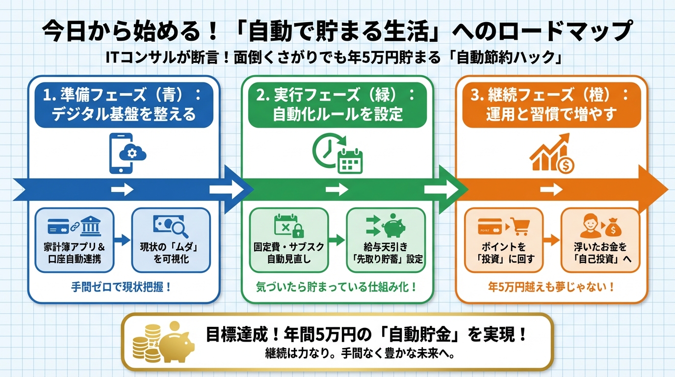 クレジットカード・節約 今日から始める！「自動で貯まる生活」へのロードマップ