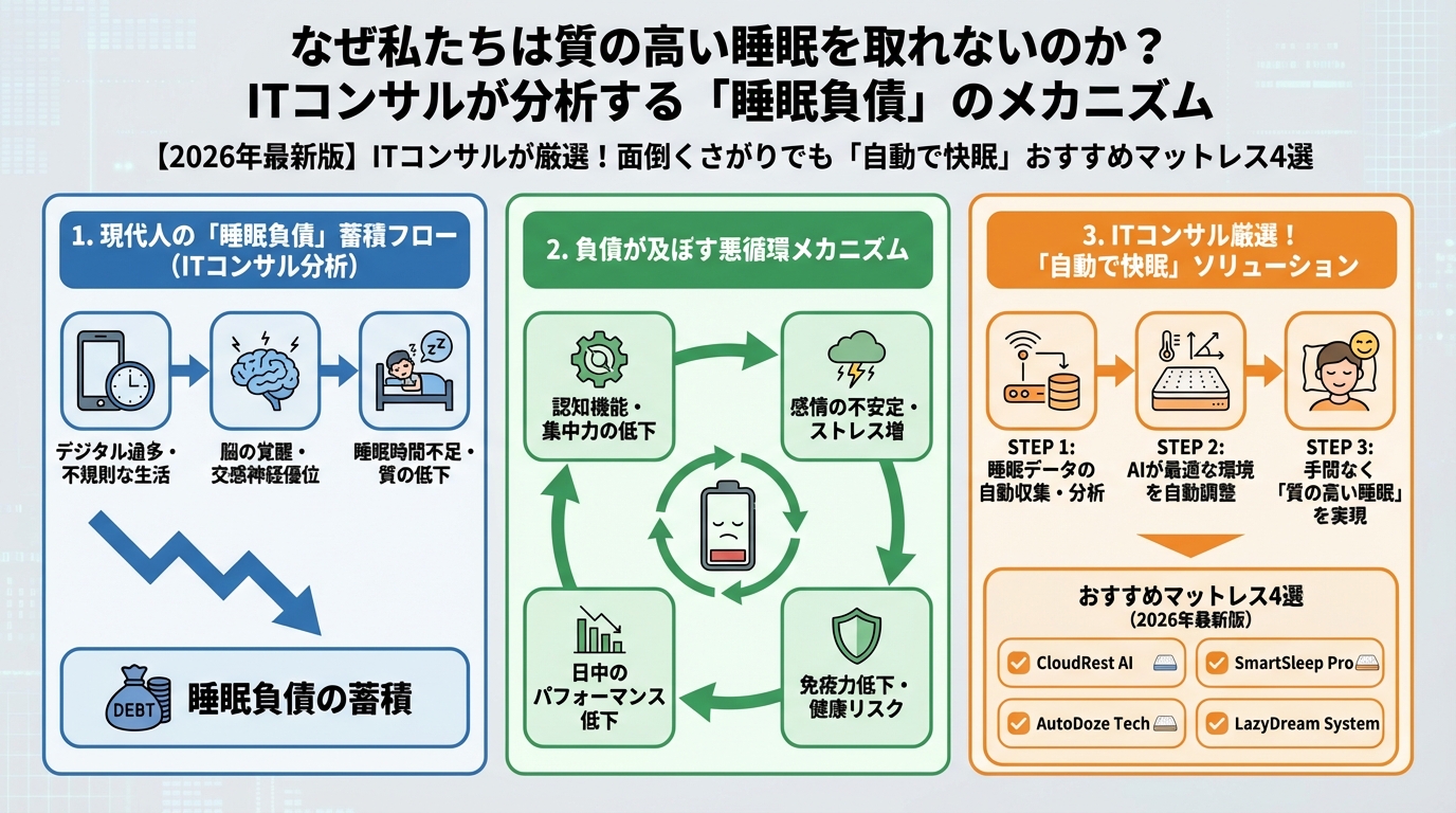 マットレス・睡眠 なぜ私たちは質の高い睡眠を取れないのか? ITコンサルが分析する「睡眠負債」のメカニズム