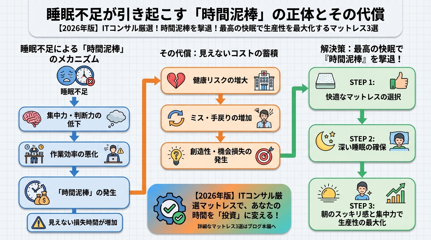 マットレス・睡眠 睡眠不足が引き起こす「時間泥棒」の正体とその代償