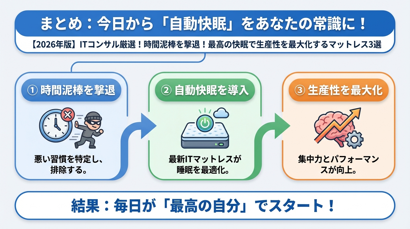 マットレス・睡眠 まとめ:今日から「自動快眠」をあなたの常識に!