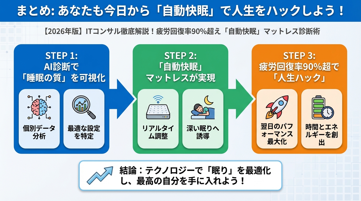マットレス・睡眠 まとめ: あなたも今日から「自動快眠」で人生をハックしよう！