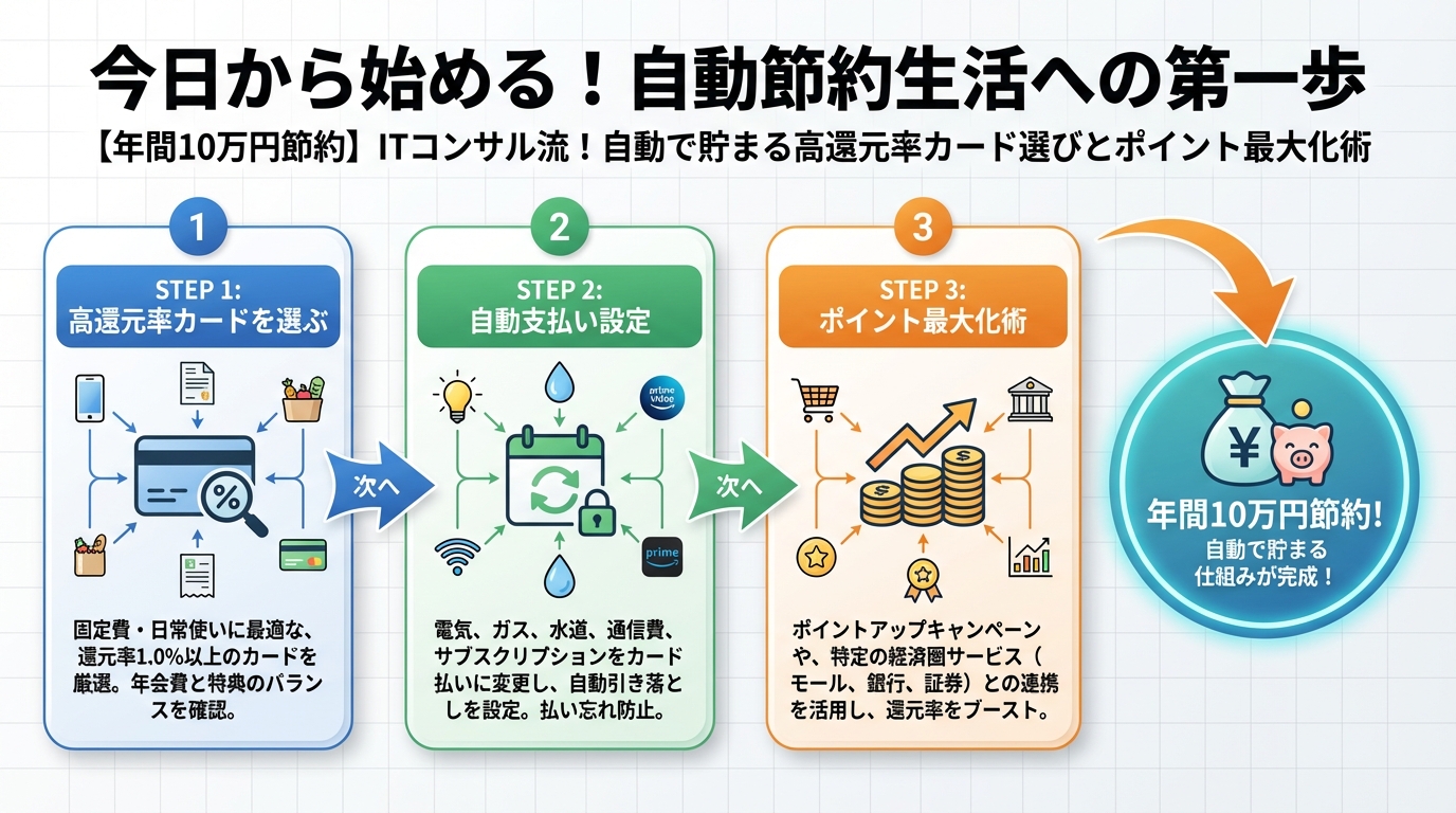 クレジットカード・節約 今日から始める！自動節約生活への第一歩