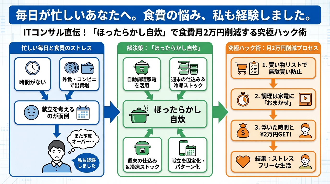 食費節約・自炊 毎日が忙しいあなたへ。食費の悩み、私も経験しました。