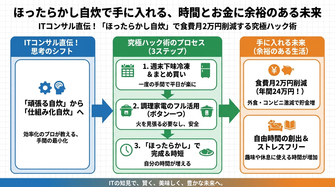 食費節約・自炊 ほったらかし自炊で手に入れる、時間とお金に余裕のある未来