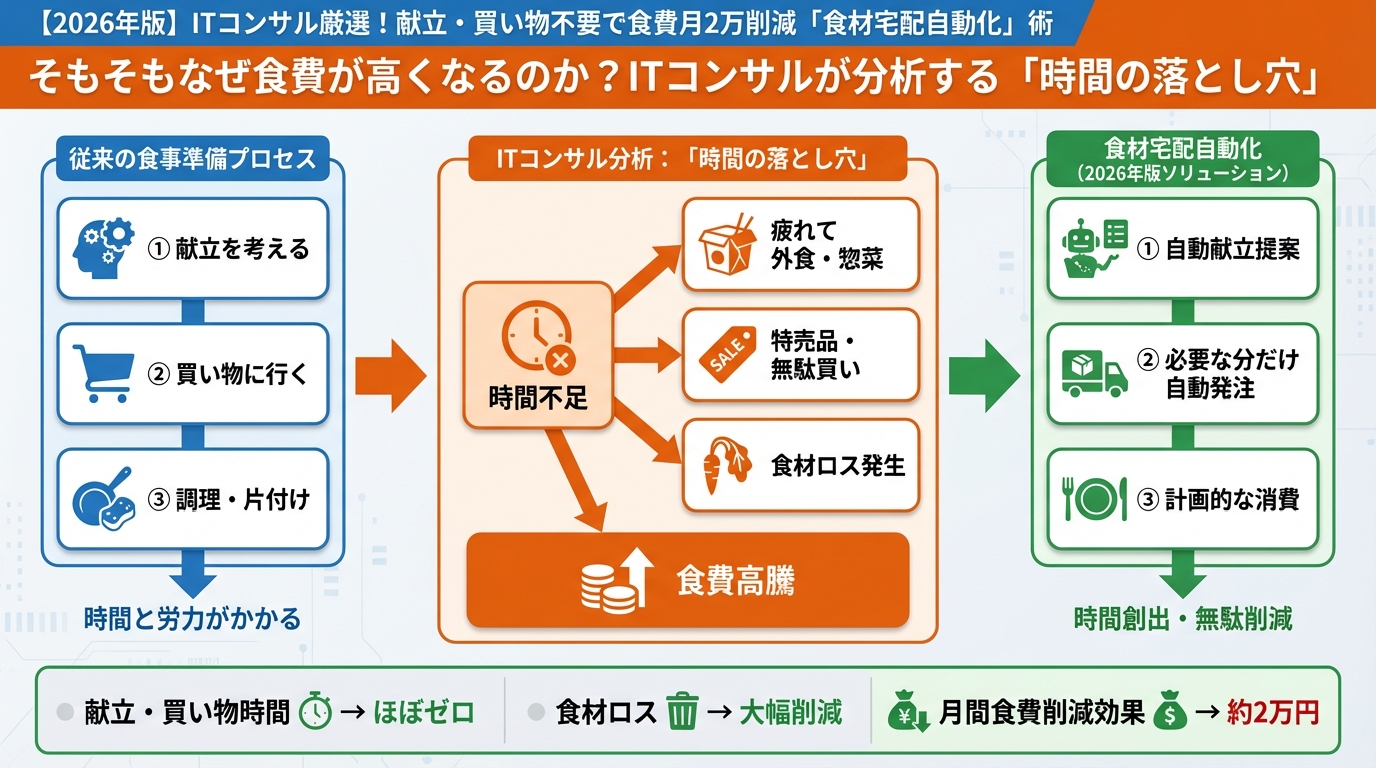 食費節約・自炊 そもそもなぜ食費が高くなるのか?ITコンサルが分析する「時間の落とし穴」