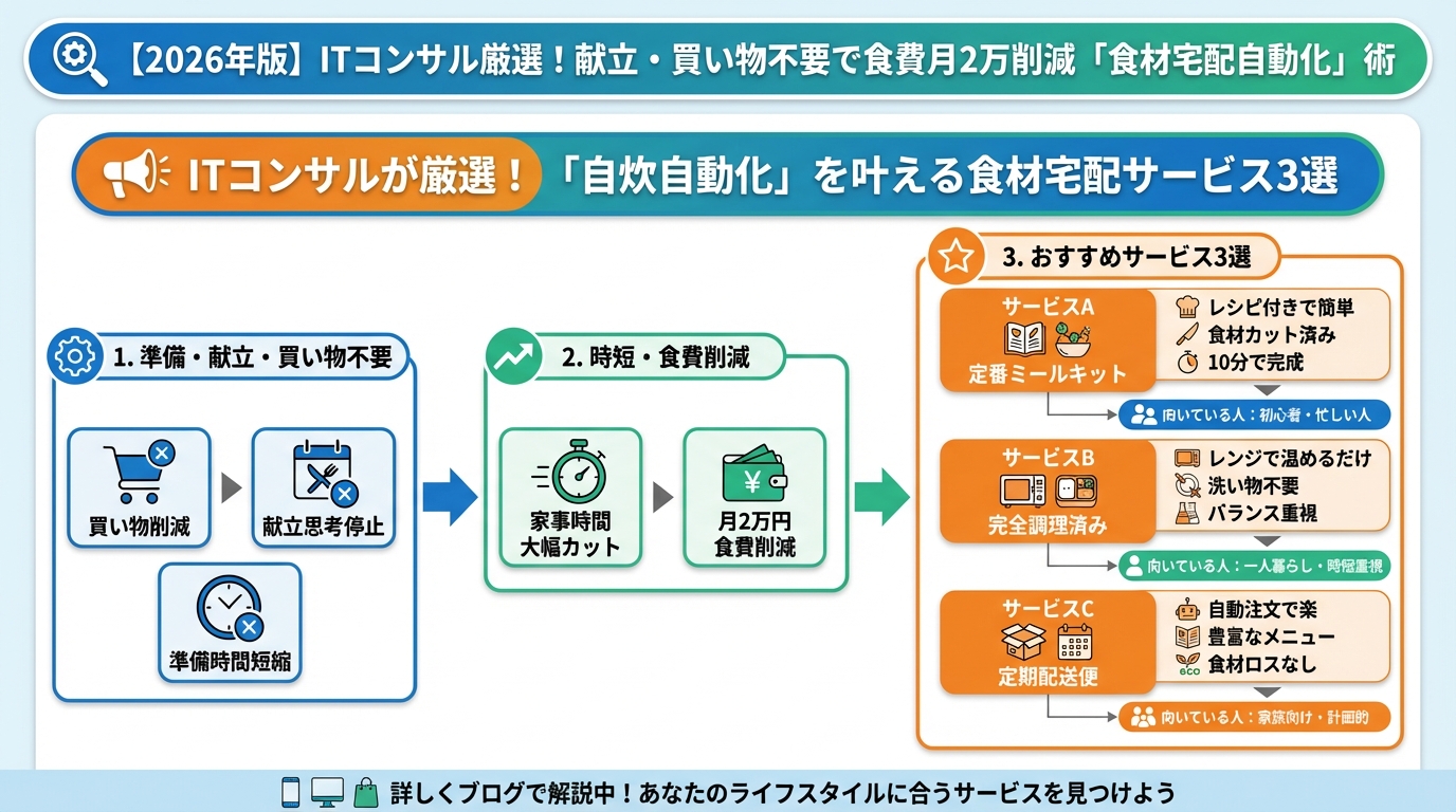 食費節約・自炊 ITコンサルが厳選!「自炊自動化」を叶える食材宅配サービス3選