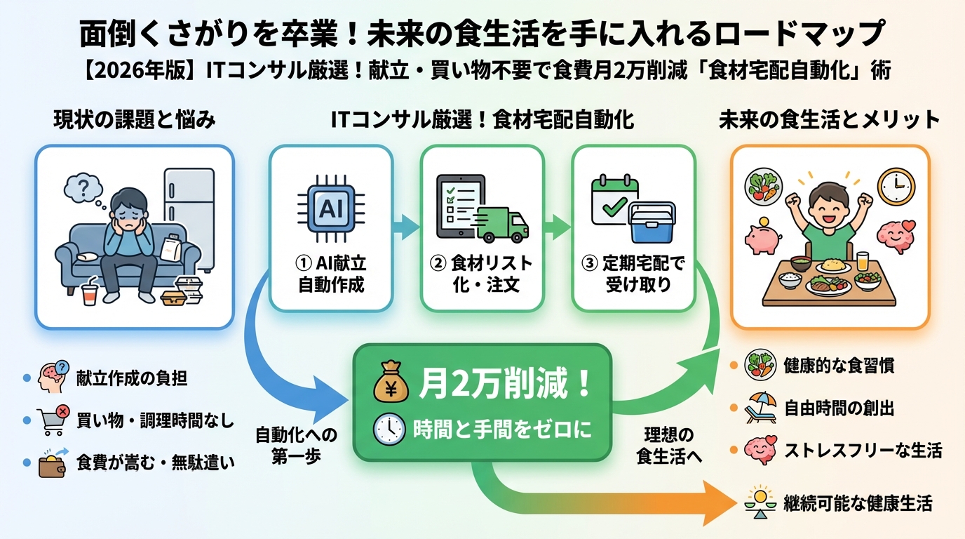 食費節約・自炊 面倒くさがりを卒業!未来の食生活を手に入れるロードマップ