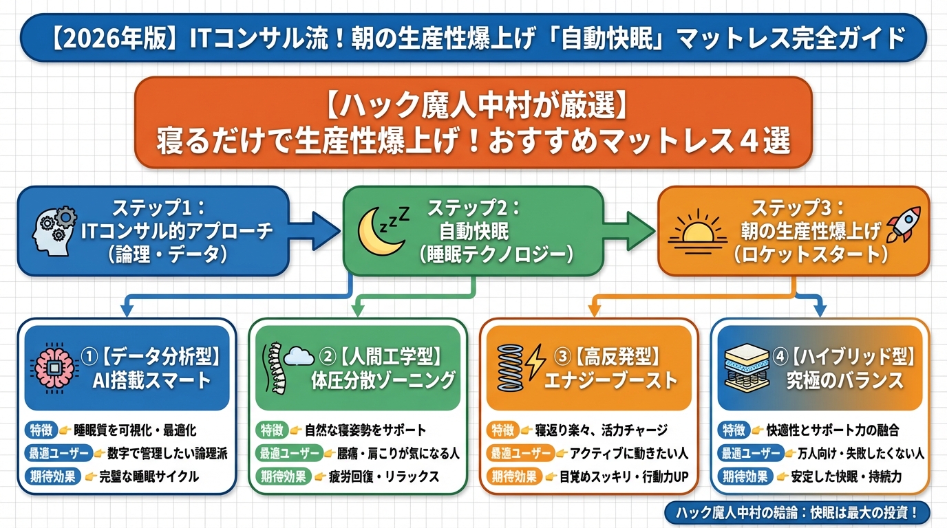 マットレス・睡眠 【ハック魔人中村が厳選】寝るだけで生産性爆上げ!おすすめマットレス4選
