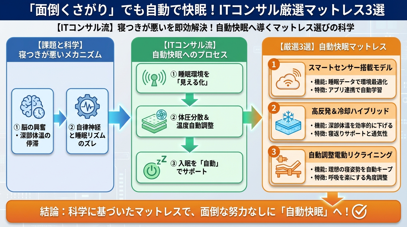 マットレス・睡眠 「面倒くさがり」でも自動で快眠！ITコンサル厳選マットレス3選