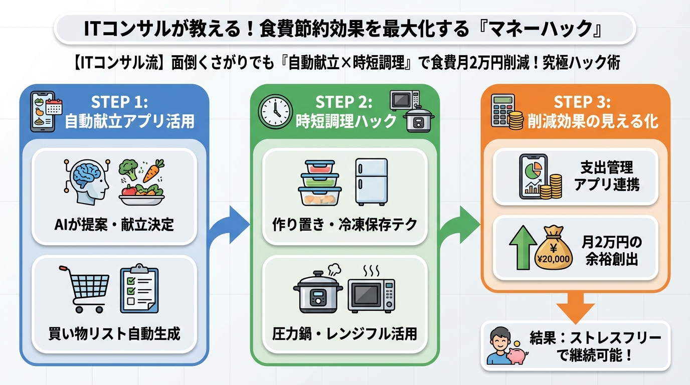 食費節約・自炊 ITコンサルが教える！食費節約効果を最大化する「マネーハック」