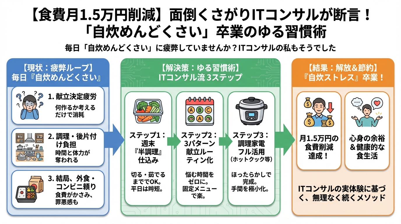 食費節約・自炊 毎日「自炊めんどくさい」に疲弊していませんか？ITコンサルの私もそうでした