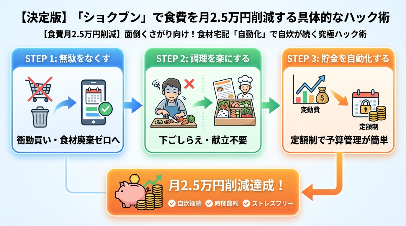 食費節約・自炊 【決定版】「ショクブン」で食費を月2.5万円削減する具体的なハック術