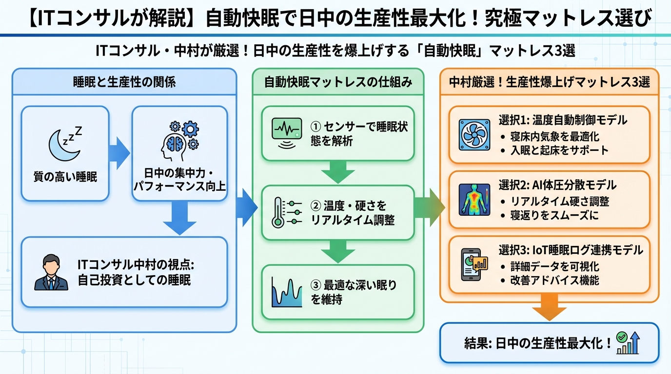 マットレス・睡眠 ITコンサル・中村が厳選!日中の生産性を爆上げする「自動快眠」マットレス3選