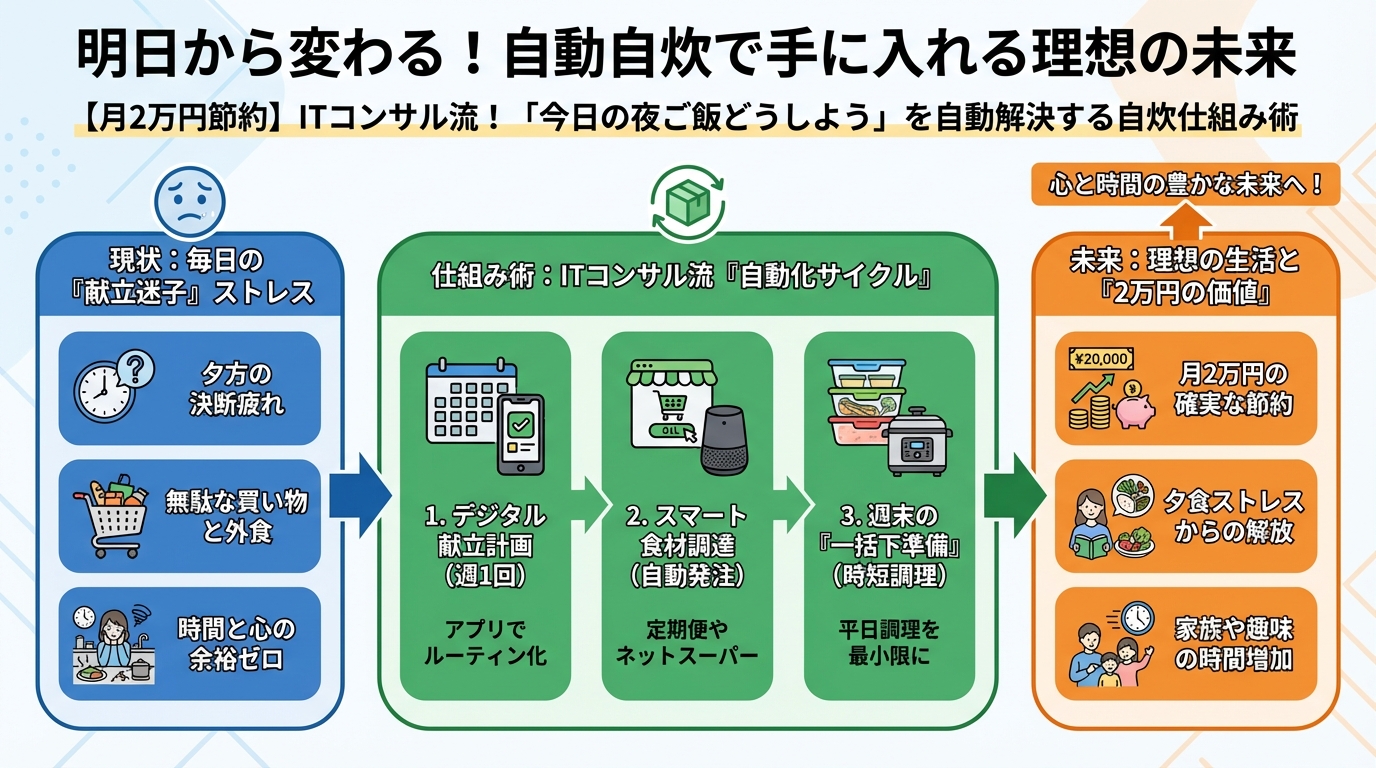 食費節約・自炊 明日から変わる！自動自炊で手に入れる理想の未来