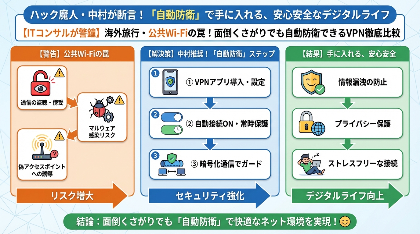VPN・セキュリティ ハック魔人・中村が断言!「自動防衛」で手に入れる、安心安全なデジタルライフ