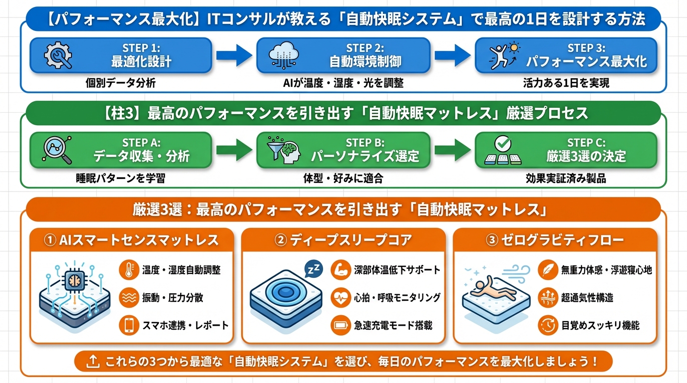 マットレス・睡眠 【柱3】最高のパフォーマンスを引き出す「自動快眠マットレス」厳選3選