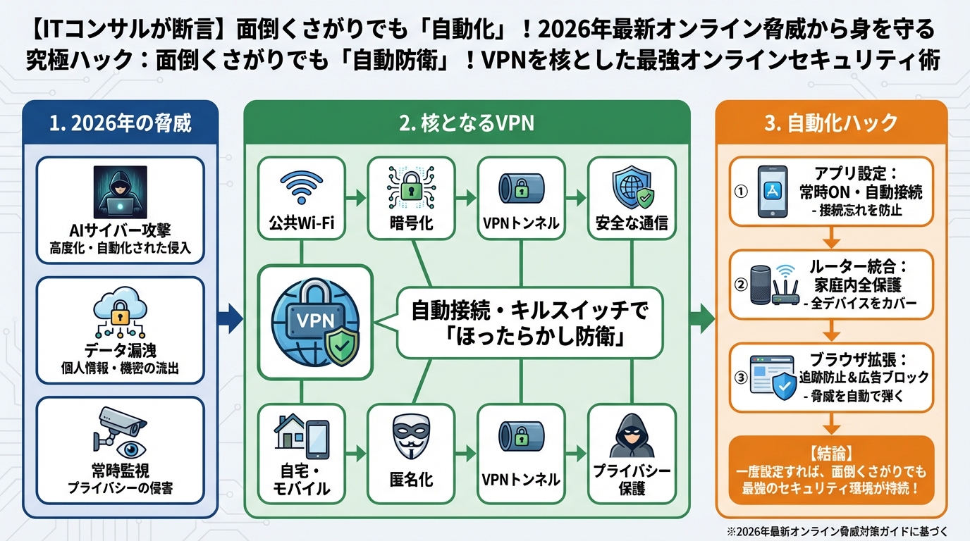 VPN・セキュリティ 面倒くさがりでも「自動防衛」！VPNを核とした最強オンラインセキュリティ術