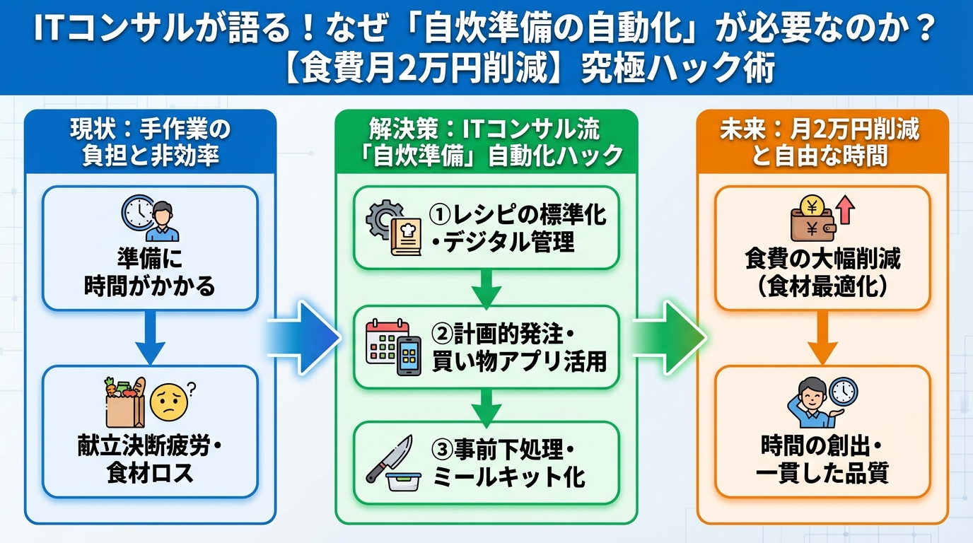 食費節約・自炊 ITコンサルが語る！なぜ「自炊準備の自動化」が必要なのか？