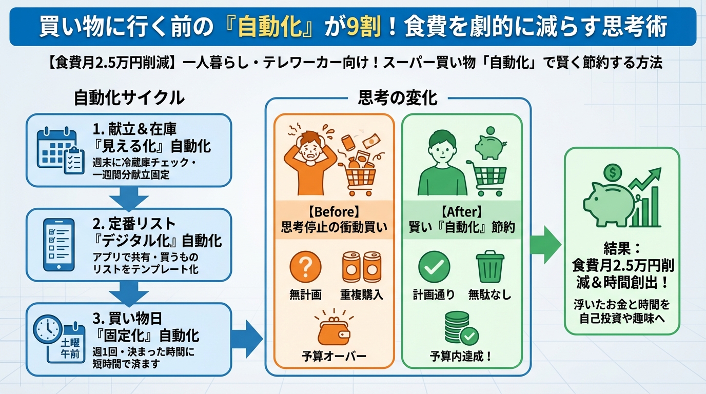 食費節約・自炊 買い物に行く前の「自動化」が9割!食費を劇的に減らす思考術