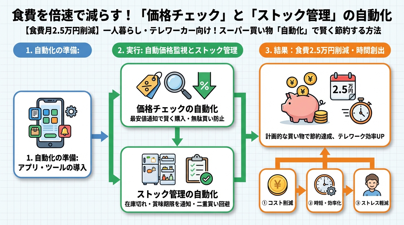 食費節約・自炊 食費を倍速で減らす!「価格チェック」と「ストック管理」の自動化