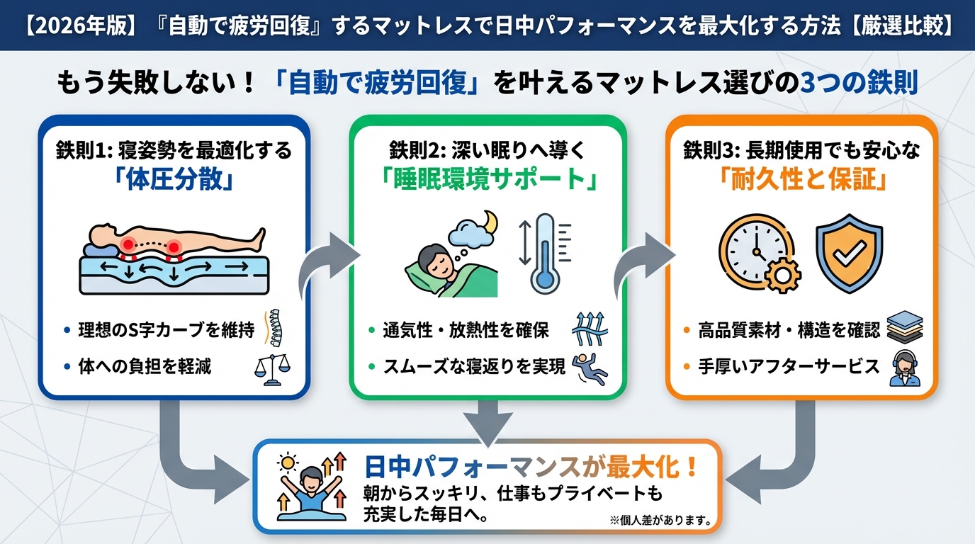 マットレス・睡眠 もう失敗しない！「自動で疲労回復」を叶えるマットレス選びの3つの鉄則