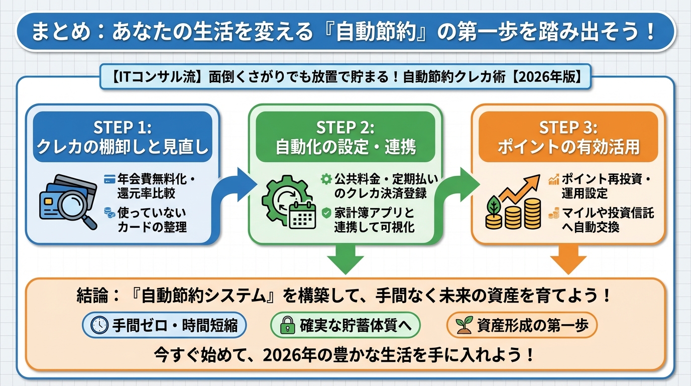 クレジットカード・節約 まとめ:あなたの生活を変える「自動節約」の第一歩を踏み出そう!
