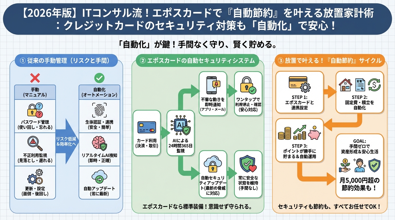 クレジットカード・節約 クレジットカードのセキュリティ対策も「自動化」で安心！