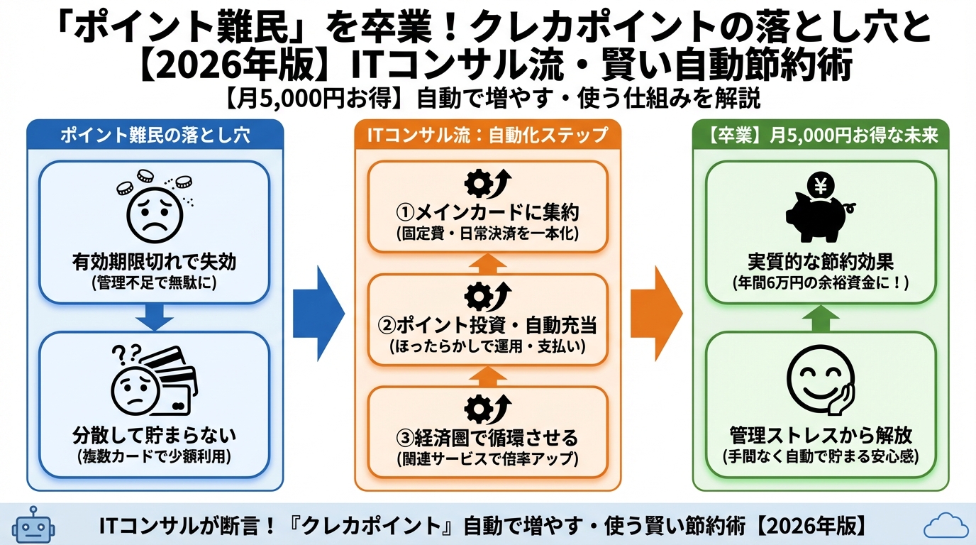 クレジットカード・節約 「ポイント難民」を卒業!私も悩んだクレカポイントの落とし穴