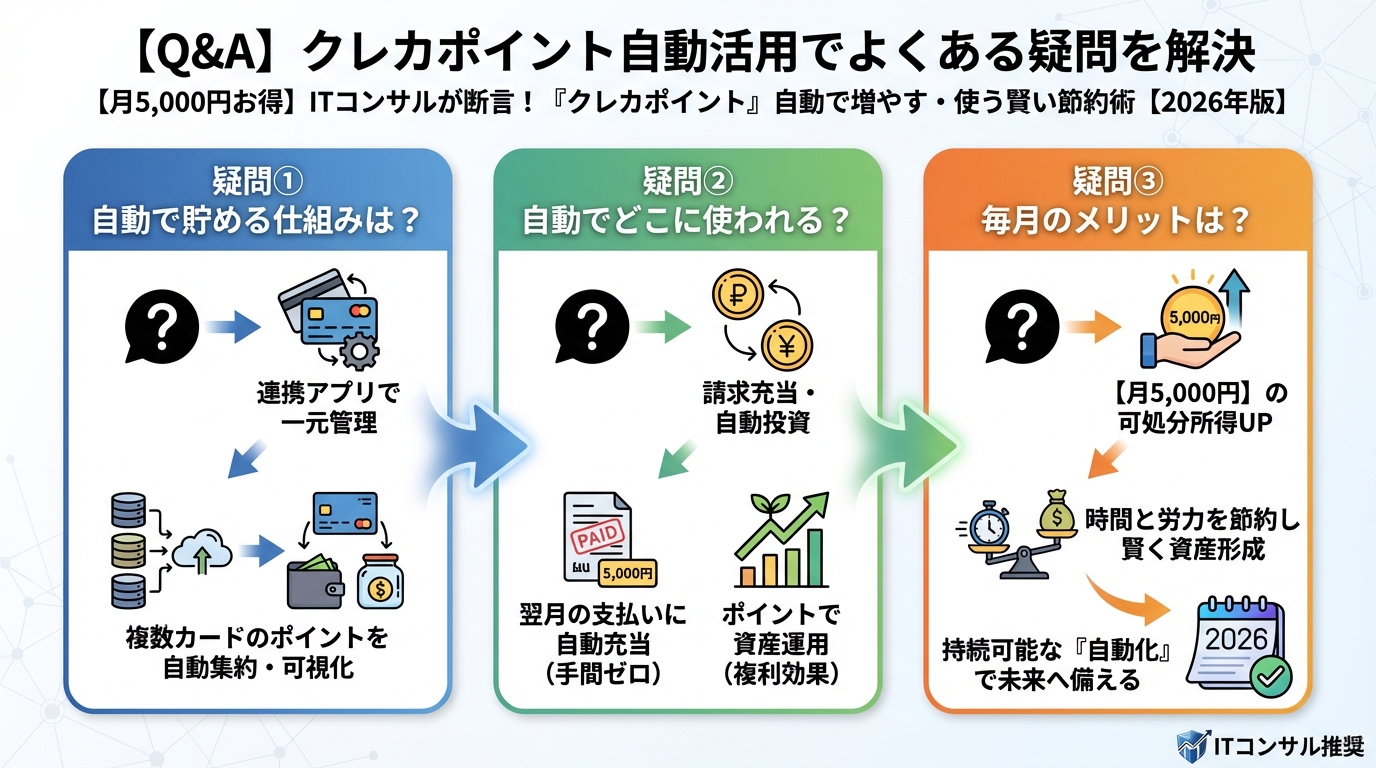 クレジットカード・節約 【Q&A】クレカポイント自動活用でよくある疑問を解決