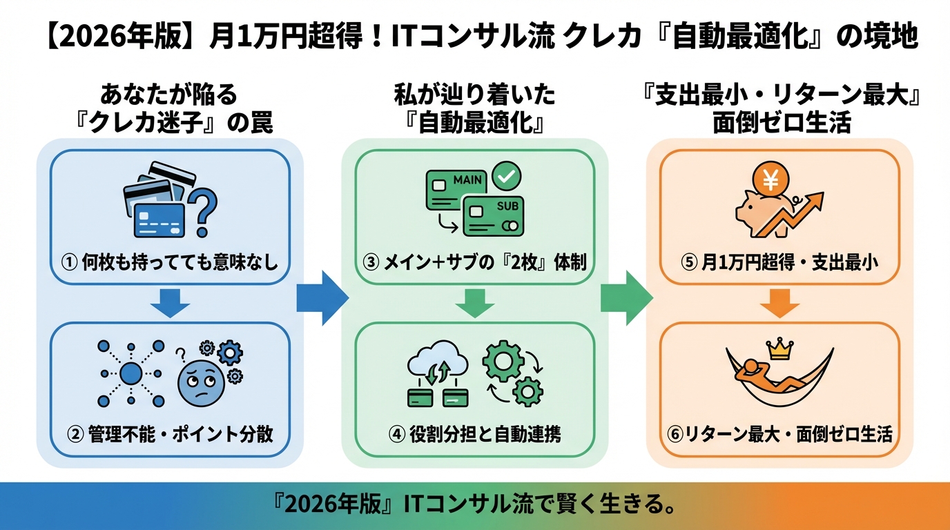 クレジットカード・節約 「何枚も持ってても意味なし」あなたがクレカ迷子になる理由と、私が辿り着いた『自動最適化』の境地