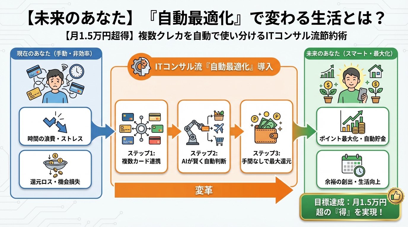 クレジットカード・節約 【未来のあなた】『自動最適化』で変わる生活とは？