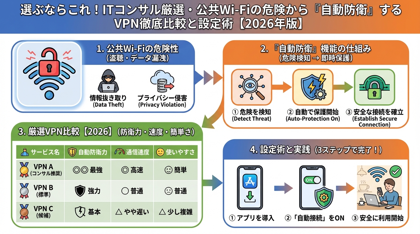 VPN・セキュリティ 選ぶならこれ！ITコンサル厳選・『自動防衛』機能が光るVPNサービス徹底比較【2026年版】