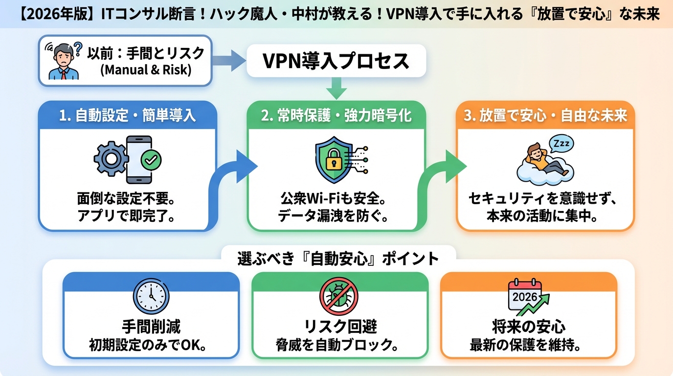 VPN・セキュリティ ハック魔人・中村が教える！VPN導入で手に入れる「放置で安心」な未来