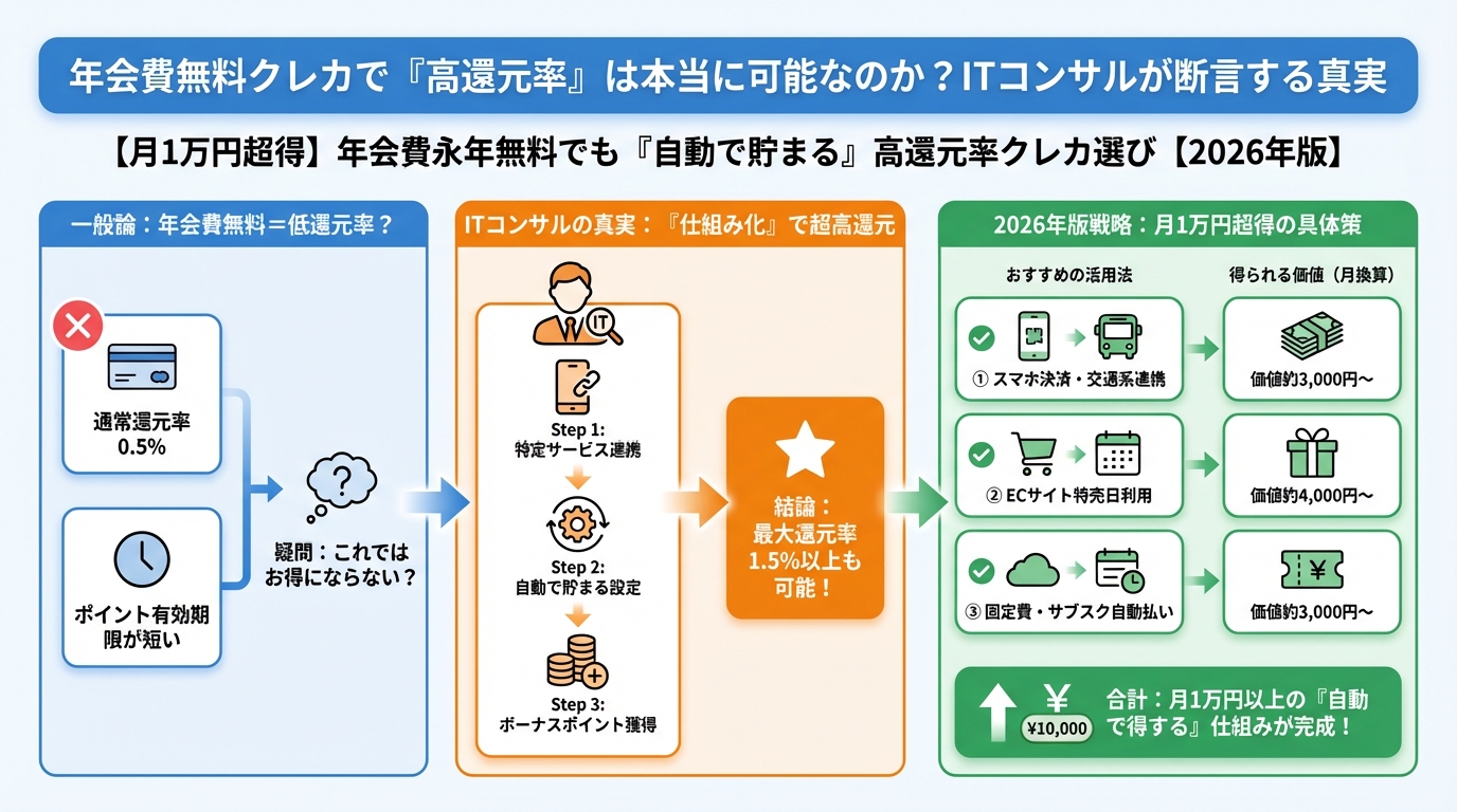 クレジットカード・節約 年会費無料クレカで『高還元率』は本当に可能なのか？ITコンサルが断言する真実