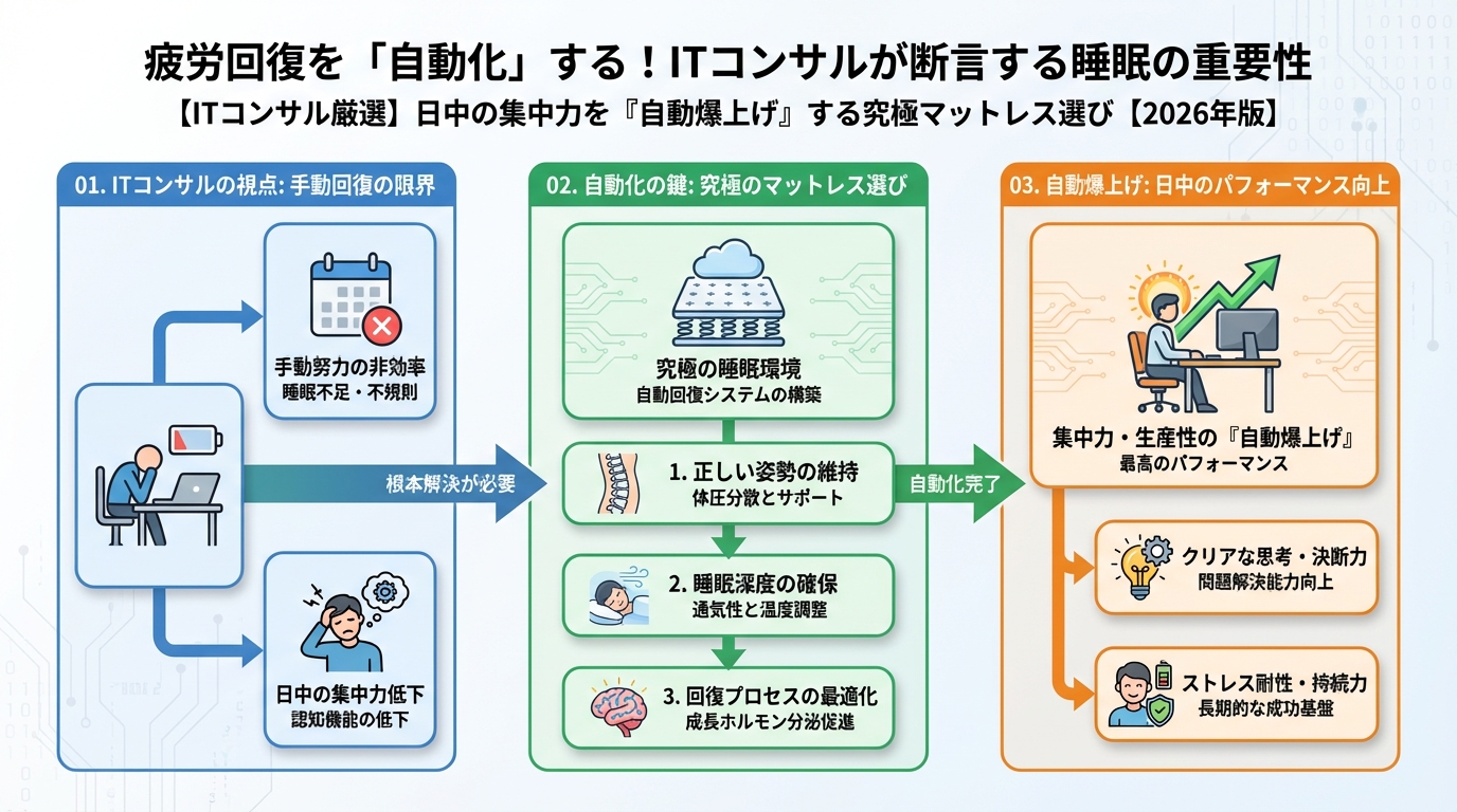 マットレス・睡眠 疲労回復を「自動化」する！ITコンサルが断言する睡眠の重要性
