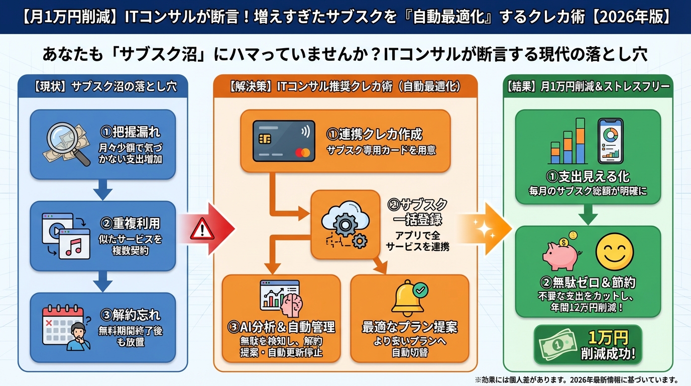 クレジットカード・節約 あなたも「サブスク沼」にハマっていませんか？ITコンサルが断言する現代の落とし穴