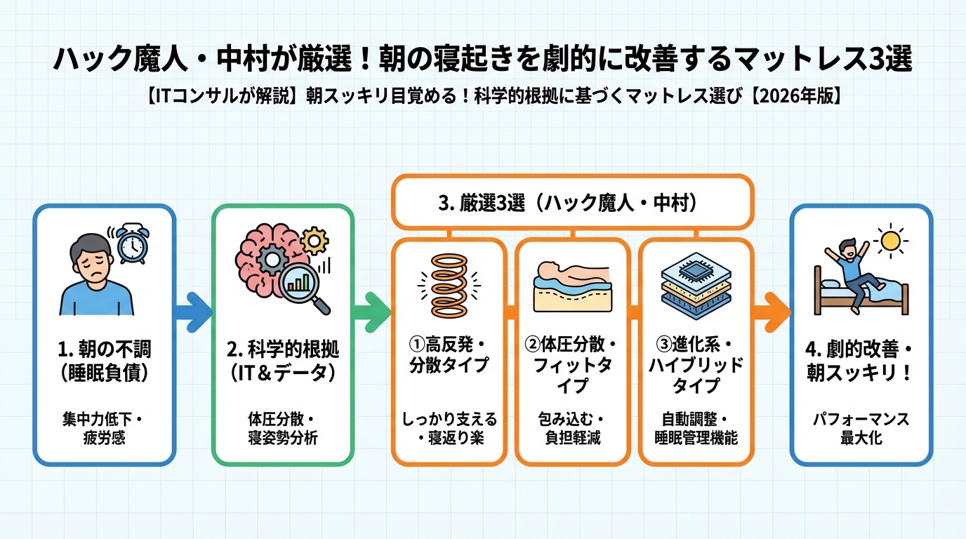 マットレス・睡眠 ハック魔人・中村が厳選!朝の寝起きを劇的に改善するマットレス3選