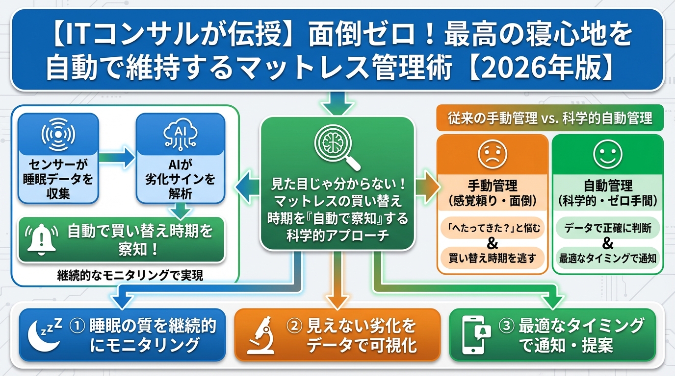 マットレス・睡眠 見た目じゃ分からない！マットレスの買い替え時期を『自動で察知』する科学的アプローチ