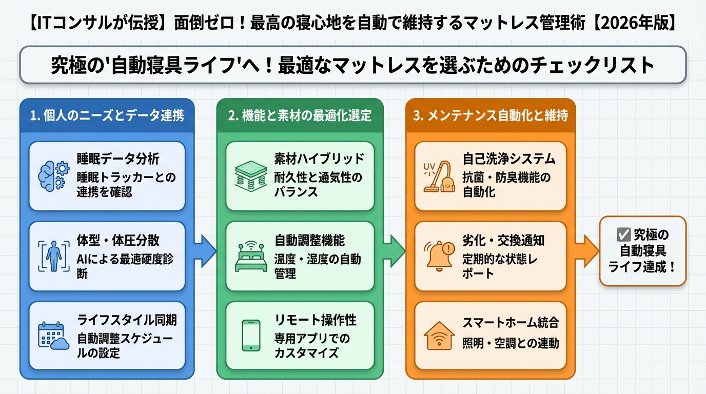 マットレス・睡眠 究極の'自動寝具ライフ'へ！最適なマットレスを選ぶためのチェックリスト