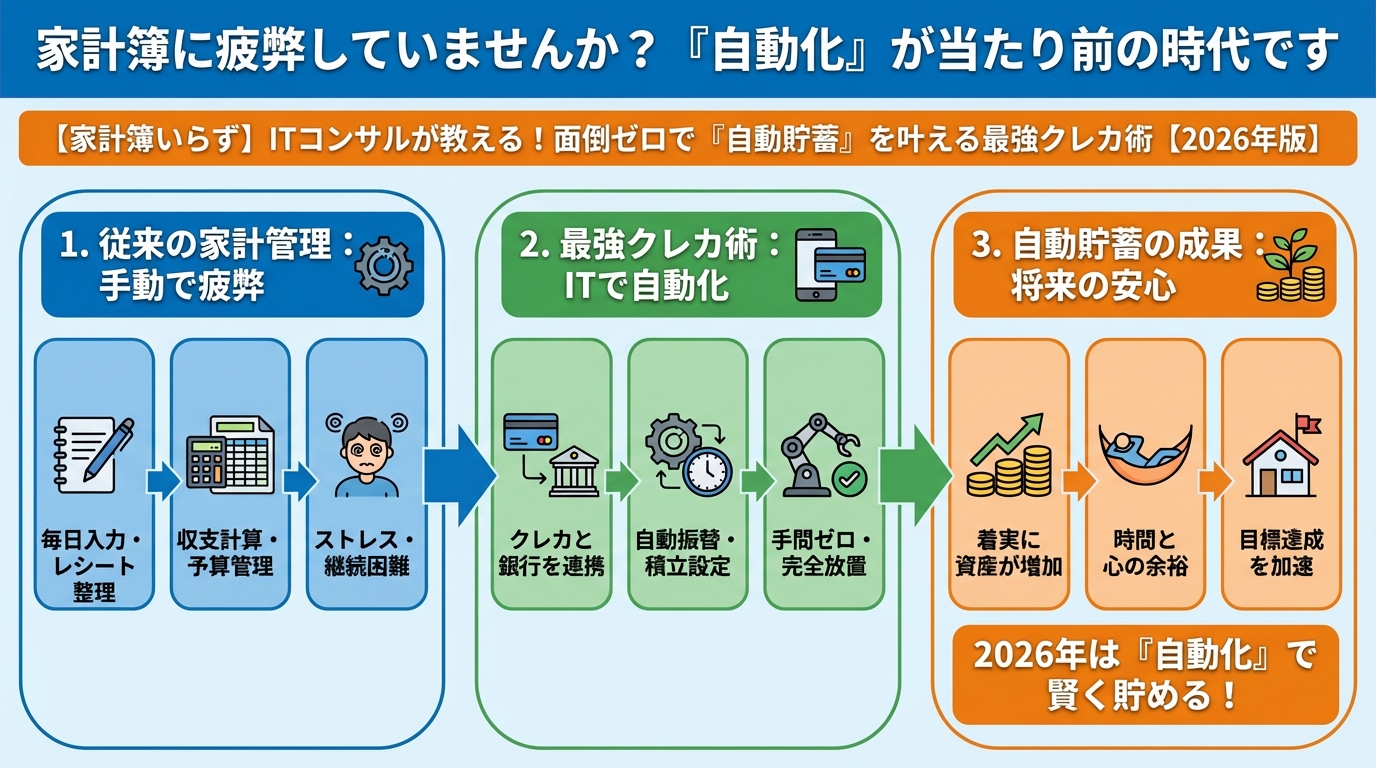 クレジットカード・節約 家計簿に疲弊していませんか？『自動化』が当たり前の時代です