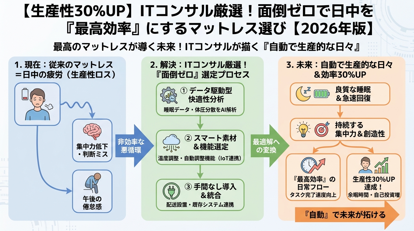 マットレス・睡眠 最高のマットレスが導く未来！ITコンサルが描く『自動で生産的な日々』