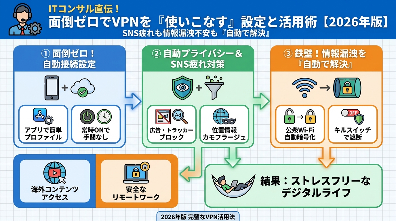 VPN・セキュリティ ITコンサル直伝！面倒ゼロでVPNを『使いこなす』設定と活用術