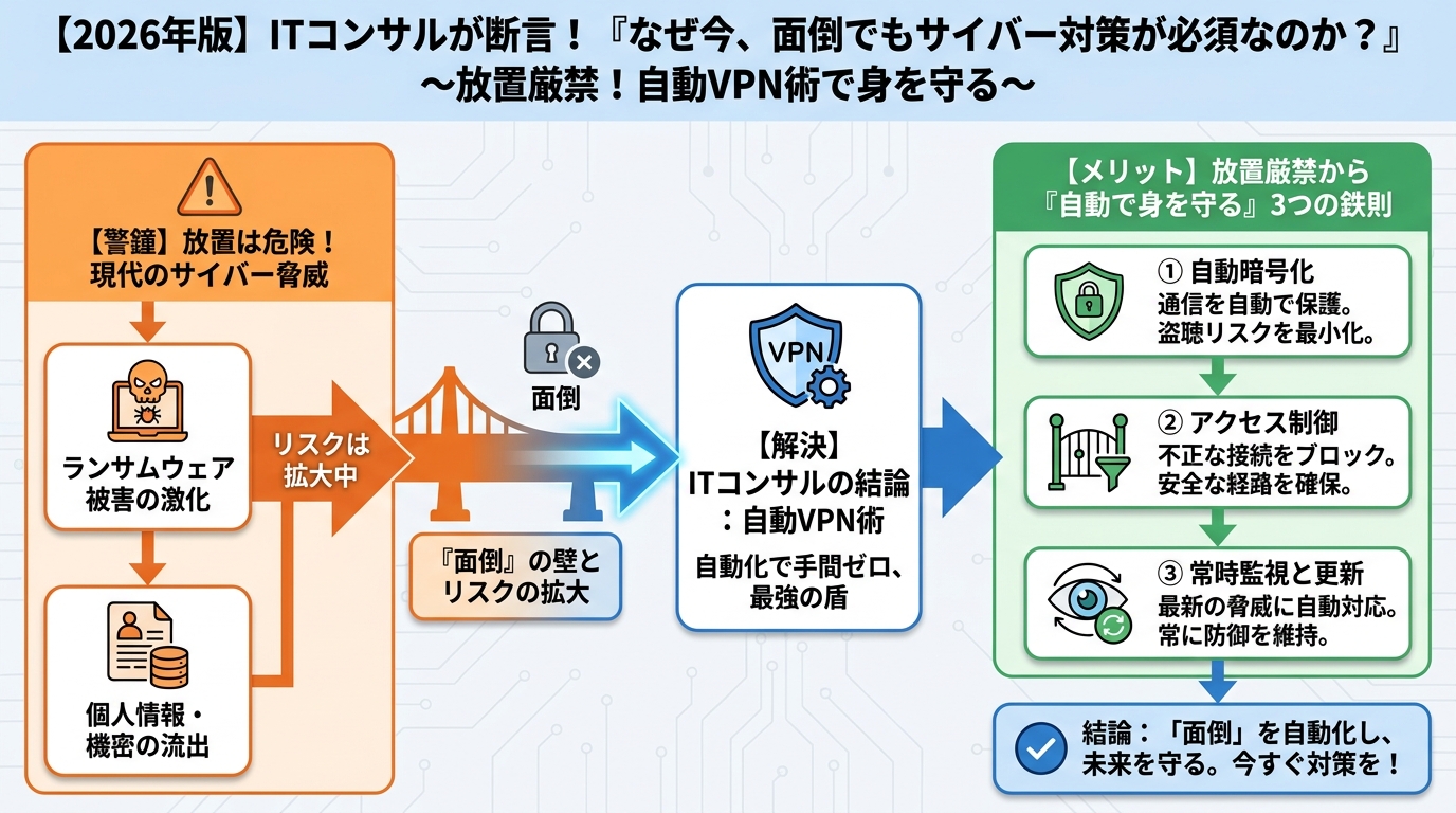 VPN・セキュリティ なぜ今、サイバーセキュリティ対策が「面倒でも」必須なのか？ITコンサルの警鐘