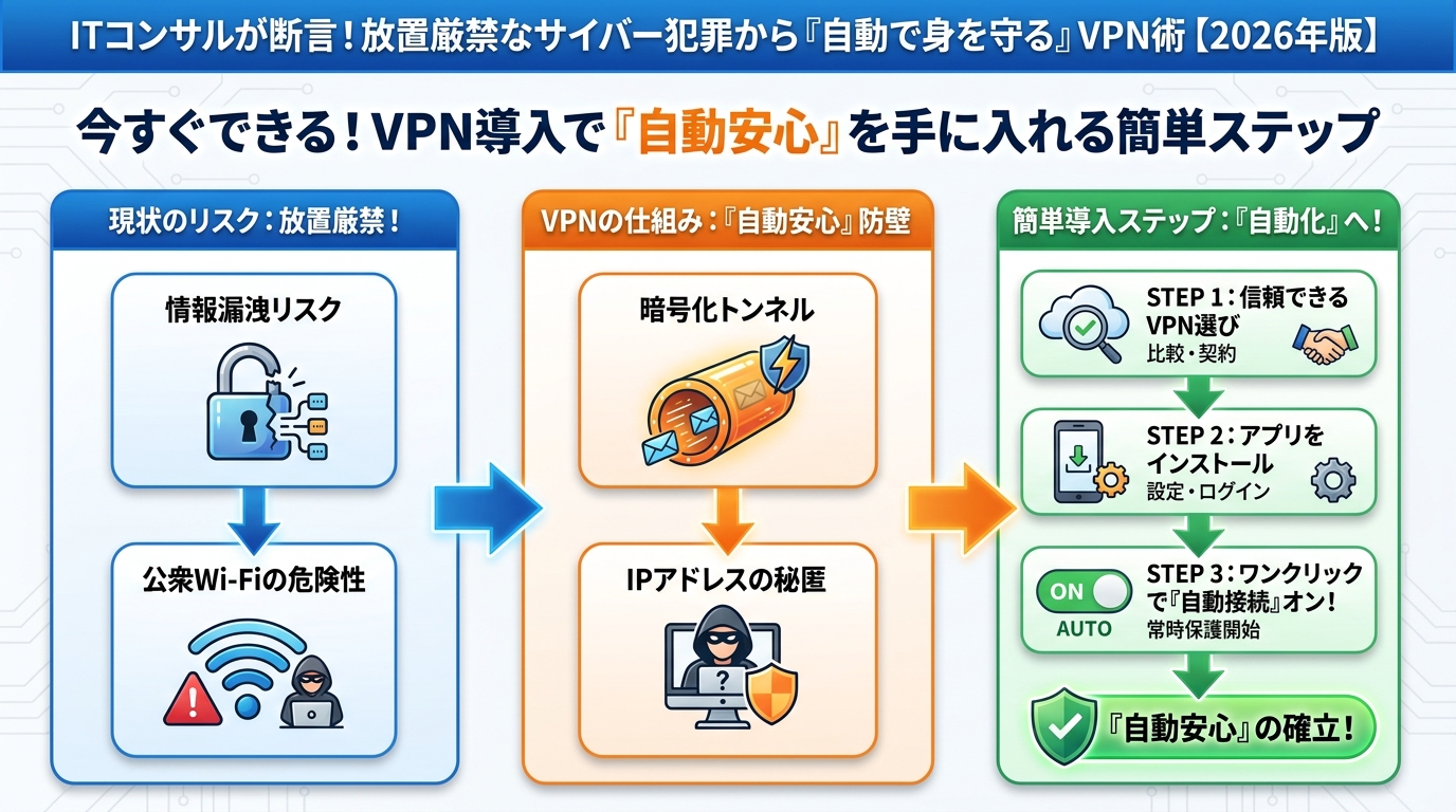 VPN・セキュリティ 今すぐできる！VPN導入で『自動安心』を手に入れる簡単ステップ