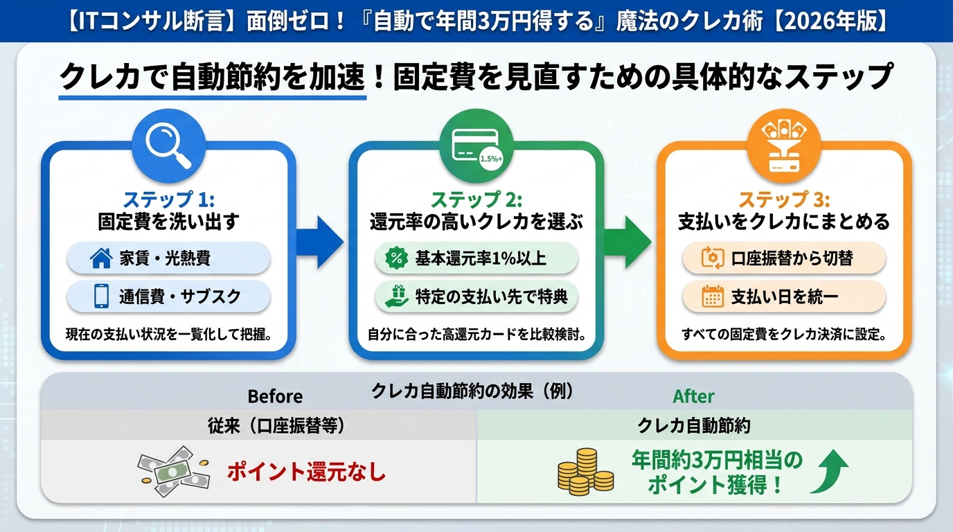 クレジットカード・節約 クレカで自動節約を加速！固定費を見直すための具体的なステップ