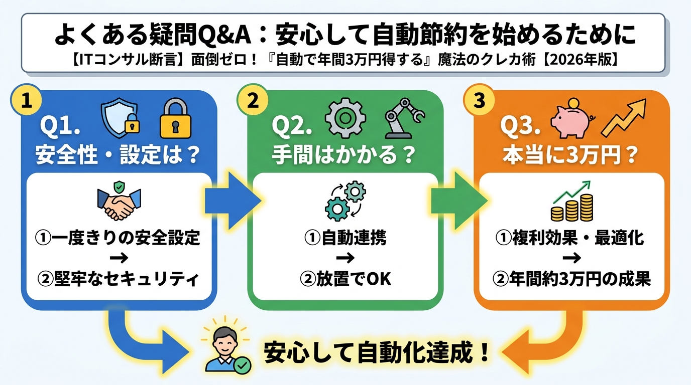 クレジットカード・節約 よくある疑問Q&A：安心して自動節約を始めるために